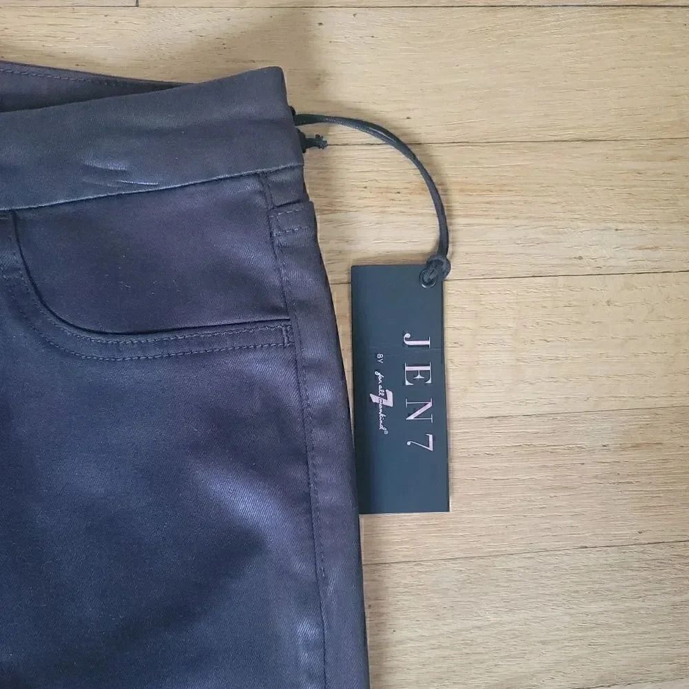 7 For All Mankind Chocolate Brown Faux Leather Pants Size 10 - Picture 6 of 11